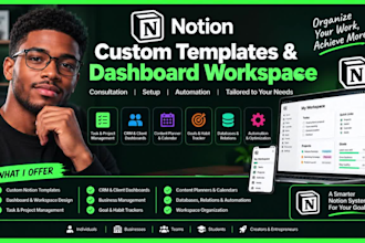 do consultation and create custom notion template and dashboard workspace