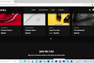 create a modern cinematic and responsive e commerce website