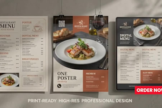 design a restaurant menu and matching food poster