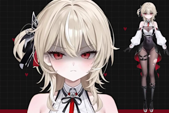 craft live2d vtuber model, 2d rigging, 2d vtuber design, anime, feacrig