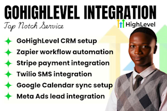 integrate gohighlevel CRM with zapier stripe twilio google calendar meta shopify