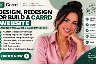 design, redesign, build a carrd website landing page audit and sales funnel SEO