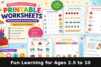 design colorful worksheets for preschool kids