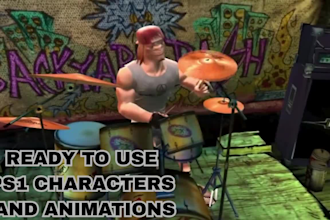 create retro ps1 n64 ps2 lowpoly 3d characters and animations for games, music