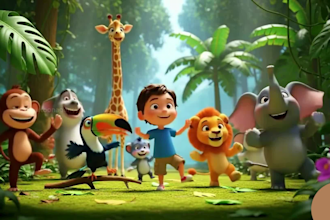 pixar 3d ai animation, cocomelon style, nursery rhymes, ai kids  learning video