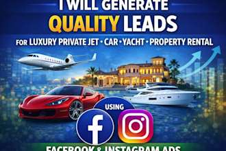 generate quality leads for luxury private jet car yatch rental with facebook ads