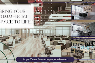 design and render office and commercial interior with video