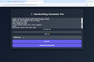 deliver a ready to use handwriting web app with 20 fonts and ink colors