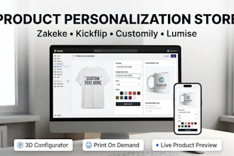 setup zakeke kickflip customily lumise shopify pod 3d product configurator