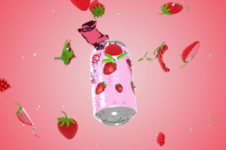 do 3d beverage animation, 3d soda animation, bottle animation, product video ads