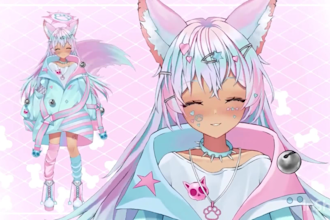 draw iive2d vtuber model, rig 3d vtuber model, anime 2d vtuber model rigging