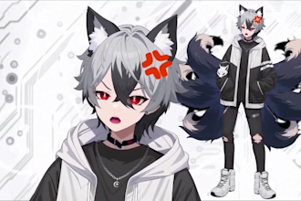 design and rig female, male vtuber model live 2d vtuber model 2d vtuber model
