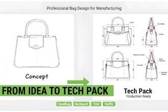 design fashion bag tech pack backpack handbag tote bag tech pack for production