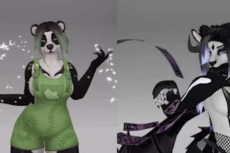 custom vrchat furry avatar, nsfw 3d fursona vtuber model with facial expression