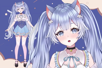 design anime vtuber character, vtuber avatar, 2d vtuber model, vtuber commission