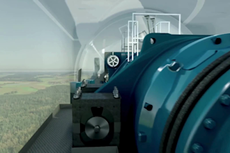 create 3d industrial animation for wind turbines solar energy and power plant