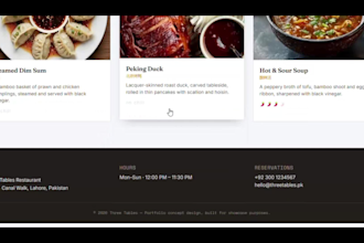 create a custom restaurant website with menu