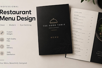 design a professional restaurant menu for your business