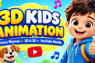 create 2d kids animation, 3d kids animation, youtube kids learning videos