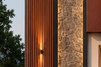 design a modern 3d home exterior elevation and realistic render