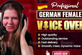 record german female voice over for commercials explainers dubbing