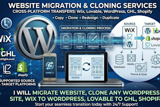 migrate website clone any wordpress site wix to wordpress lovable to ghl shopify
