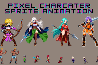 pixel art character animation sprite sheet, 2d sprite sheet pixel rpg game asset