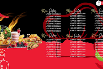 design a modern, professional food menu for restaurants, cafes, and hotels