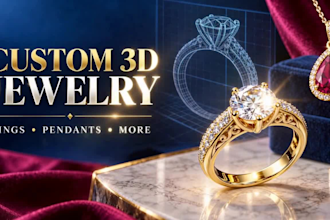 3d jewelry custom design ring, pendant, any items