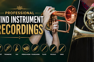 record authentic trumpet, trombone, sax, french horn, flugelhorn, flute, piccolo