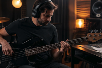 record live studio quality bass guitar, drum kits and percussion for your song