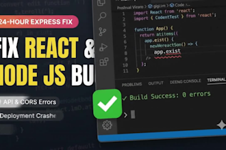 fix react bugs, node js API errors, and responsive CSS issues