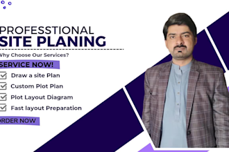 draw a site plan, plot plan for city permit in 24h