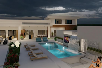 create modern exterior facade 3d render for your house