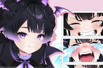 draw custom female live2d vtuber model in anime style with 2d vtuber rigging