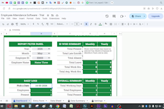 provide a smart automated employee attendance system in google sheets