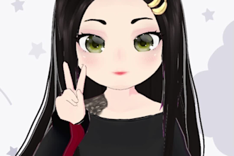create a 3d character model, chibi anime style with vroid