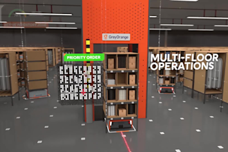 create 3d automated warehouse and micro fulfilment center animation