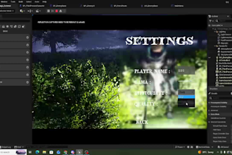 design creative game UI UX, menus, buttons, icons for unreal engine video games