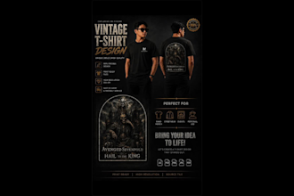 create unique vintage t shirt design for your clothing brand