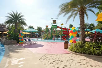 design 3d water park, aqua park, resort pool, water slides, landscaping