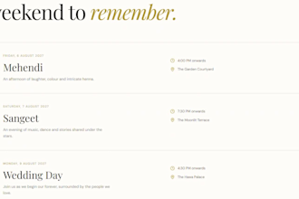create a unique wedding invitation website with live countdown and rsvp