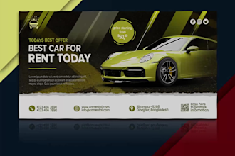 design urgent car rent flyer social media design banner post postcard and ads