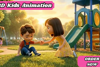create 3d kids animation, nursery rhymes, cartoon animation, kids learning video