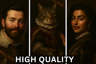 create a royal portrait of you and your pet