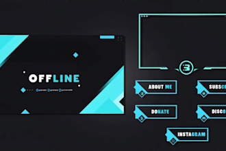 design professional kick and twitch stream overlay package