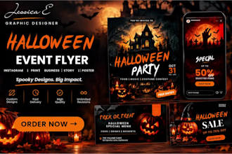 design halloween event flyer instagram print business story poster banner design