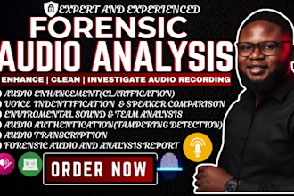 do forensic audio analysis, audio editing, cleanup, enhancement, voice analysis