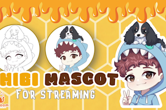 draw cute chibi mascot for streamer and vtuber