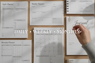 create professional printable planners, journals and PDF templates